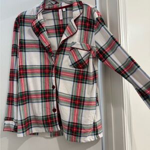 Red and Green Plaid Button Down Shirt with Classic Collar